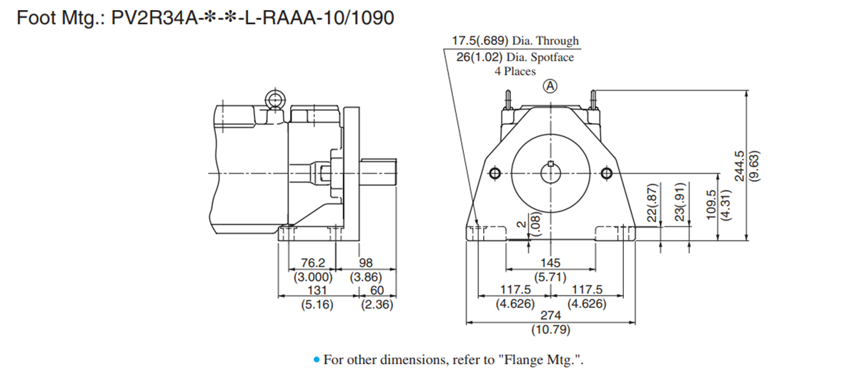Foot Mtg.: PV2R34A-* -*-L-RAAA-10/1090安装尺寸