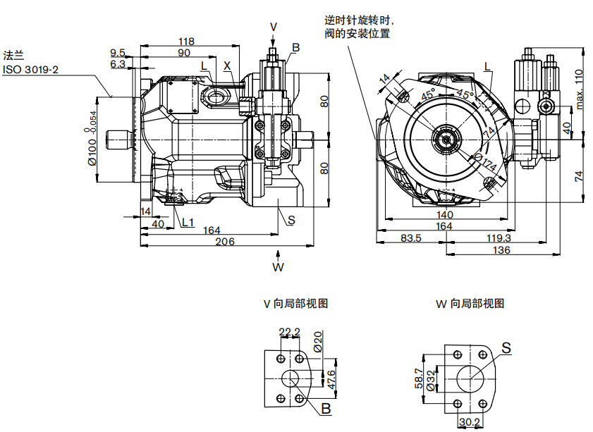A10VSO力士乐变量柱塞泵 规格尺寸 28