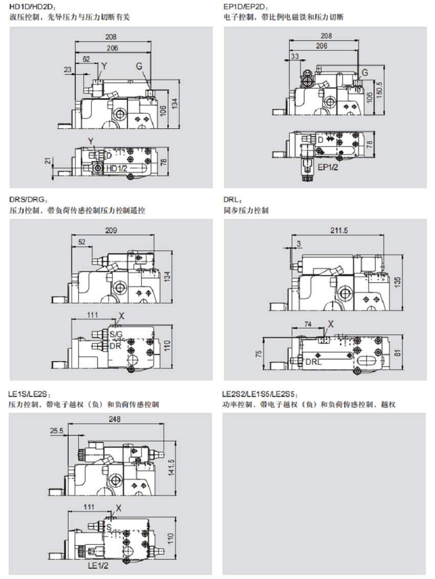 A11VO40系列力士乐柱塞泵元件尺寸